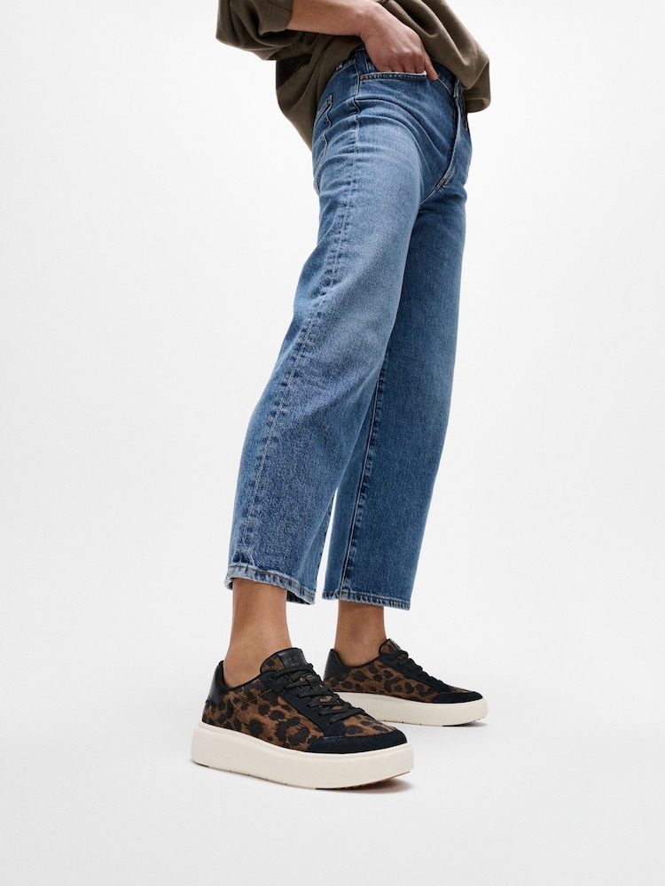 FitFlop Black Rtg Leopard Suede Sneakers - Image 1 of 4