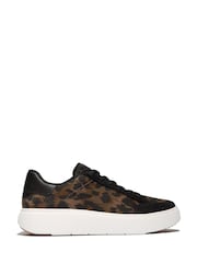 FitFlop Black Rtg Leopard Suede Sneakers - Image 2 of 4