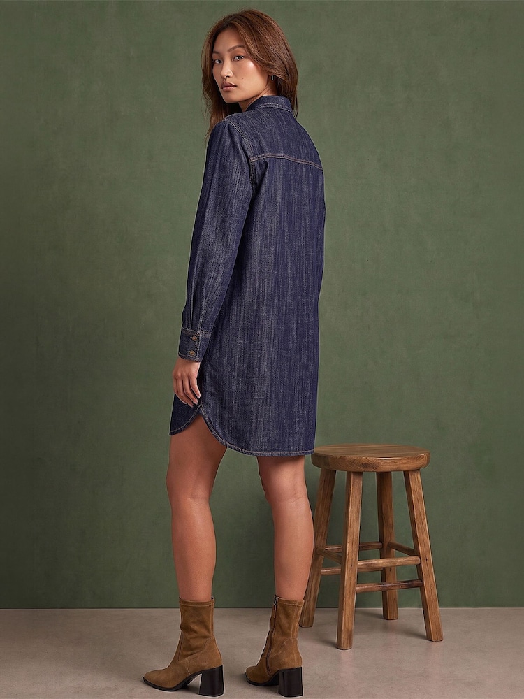 Roman Blue Button Shirt Dress - Image 2 of 4 Roman Blue Button Shirt Dress - Image 2 of 4