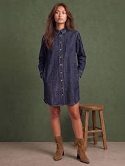 Roman Blue Button Shirt Dress - Image 3 of 4