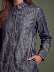 Roman Blue Button Shirt Dress - Image 4 of 4