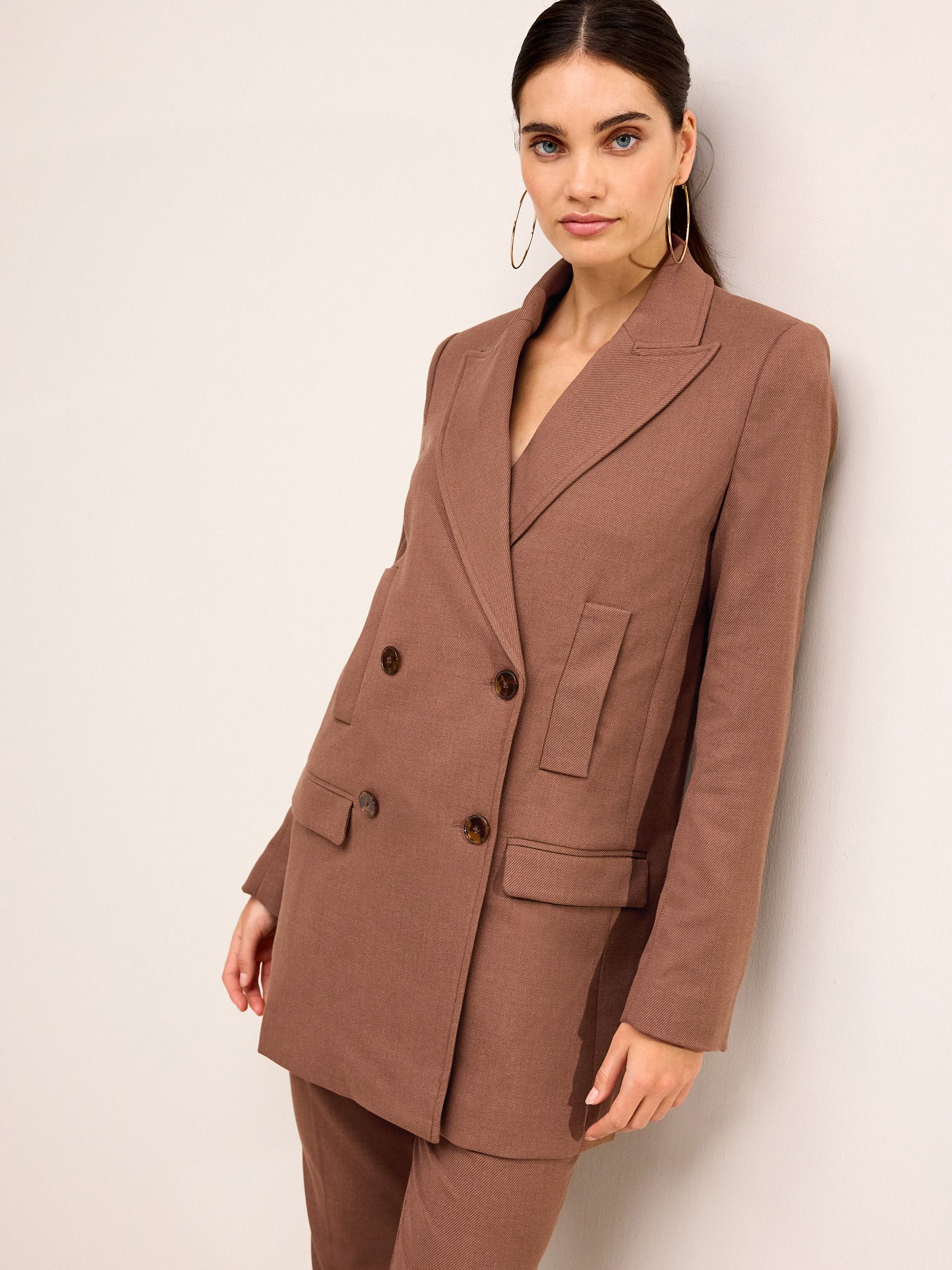 Buy Camel Brown Tailored Twill Double Breasted Blazer from Next Luxembourg