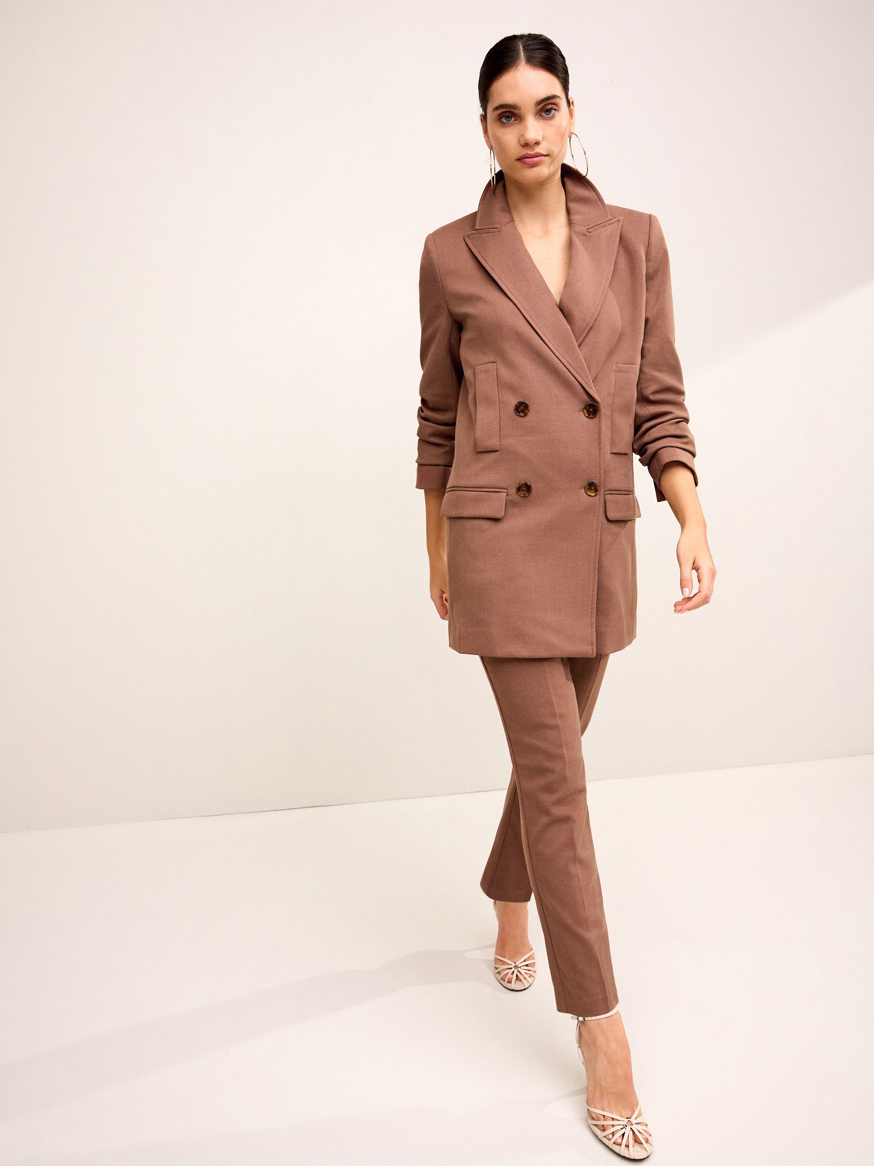 Buy Camel Brown Tailored Twill Double Breasted Blazer from Next Luxembourg