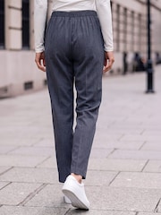 Roman Indigo Blue Petite Drawstring Narrow Straight Leg Trousers - Image 3 of 4