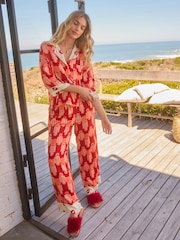 Rockett St George Red Lips Print Woven Button Through Pyjamas - Image 3 of 10