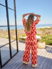 Rockett St George Red Lips Print Woven Button Through Pyjamas - Image 4 of 10