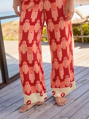 Rockett St George Red Lips Print Woven Button Through Pyjamas - Image 6 of 10