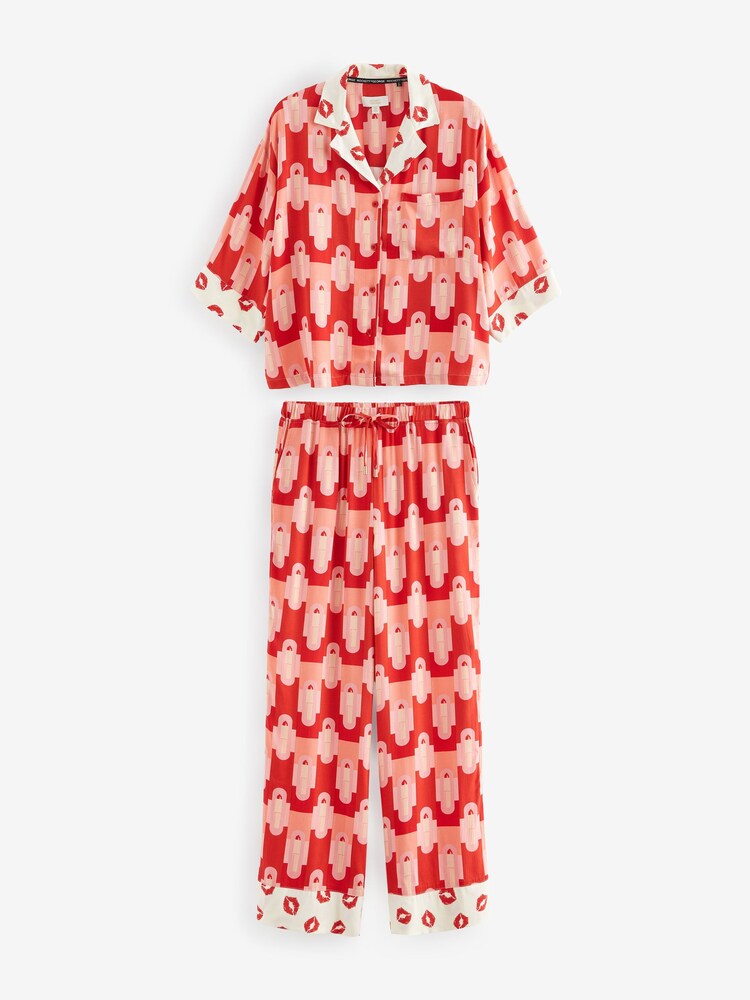 Buy Rockett St George Red Lips Print Woven Button Through Pyjamas