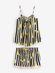 Rockett St George Black/White Stripe Banana Print Viscose Cami and Shorts Set - Image 4 of 7
