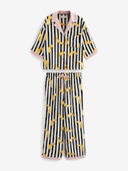 Rockett St George Monochrome Stripe Banana Print Woven Button Through Pyjamas - Image 7 of 10
