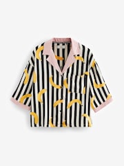 Rockett St George Monochrome Stripe Banana Print Woven Button Through Pyjamas - Image 9 of 10