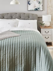 Sage Green Reversible Cotton Rich Quilted Bedspread - Image 1 of 4