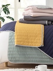 Sage Green Reversible Cotton Rich Quilted Bedspread - Image 2 of 4