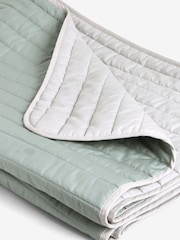 Sage Green Reversible Cotton Rich Quilted Bedspread - Image 4 of 4