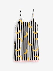 Rockett St George Monochrome Stripe Banana Print Woven Mini Slip Nightie - Image 7 of 8