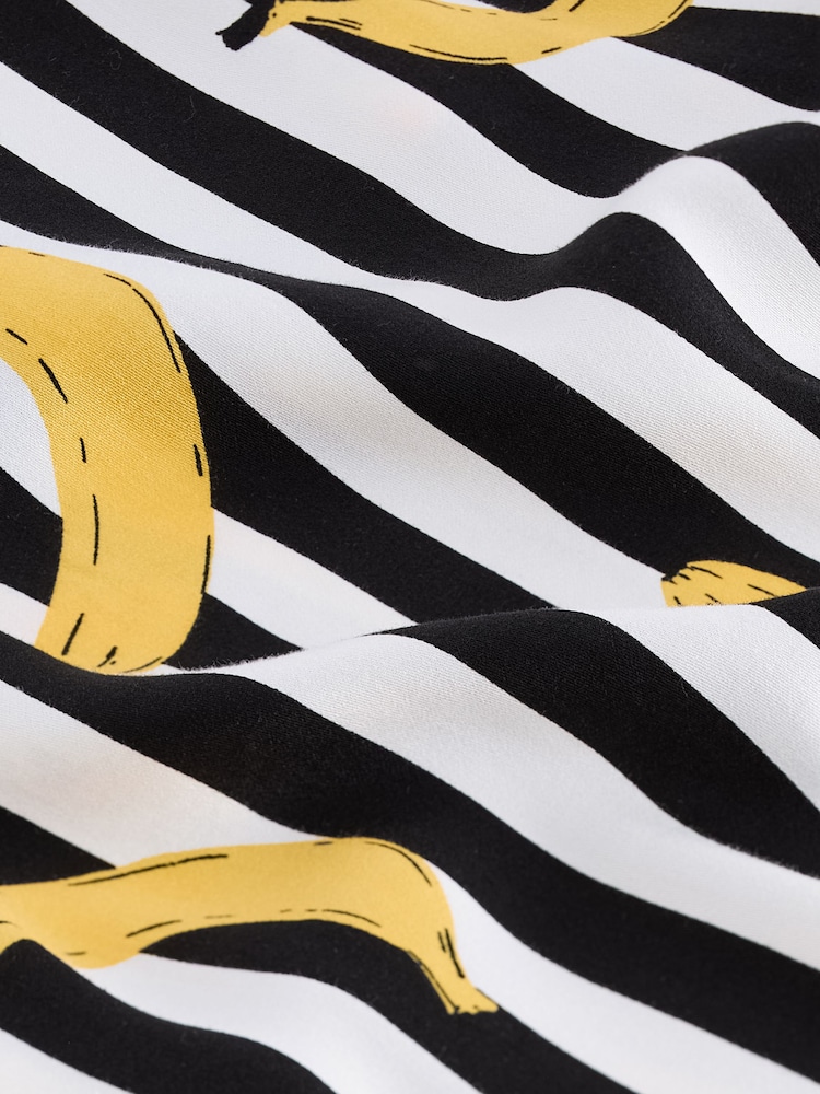 Rockett St George Monochrome Stripe Banana Print Woven Mini Slip Nightie - Image 8 of 8
