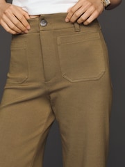 Anthropologie Olive Green Maeve The Colette Knit Crop Wide-Leg Trousers - Image 4 of 4