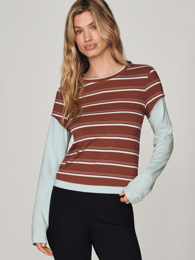Anthropologie Brown Evan Long-Sleeve Top - Image 1 of 4