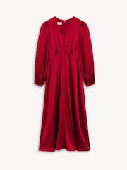 Hobbs Red Rosabella Textured Satin Dress - Image 6 of 6