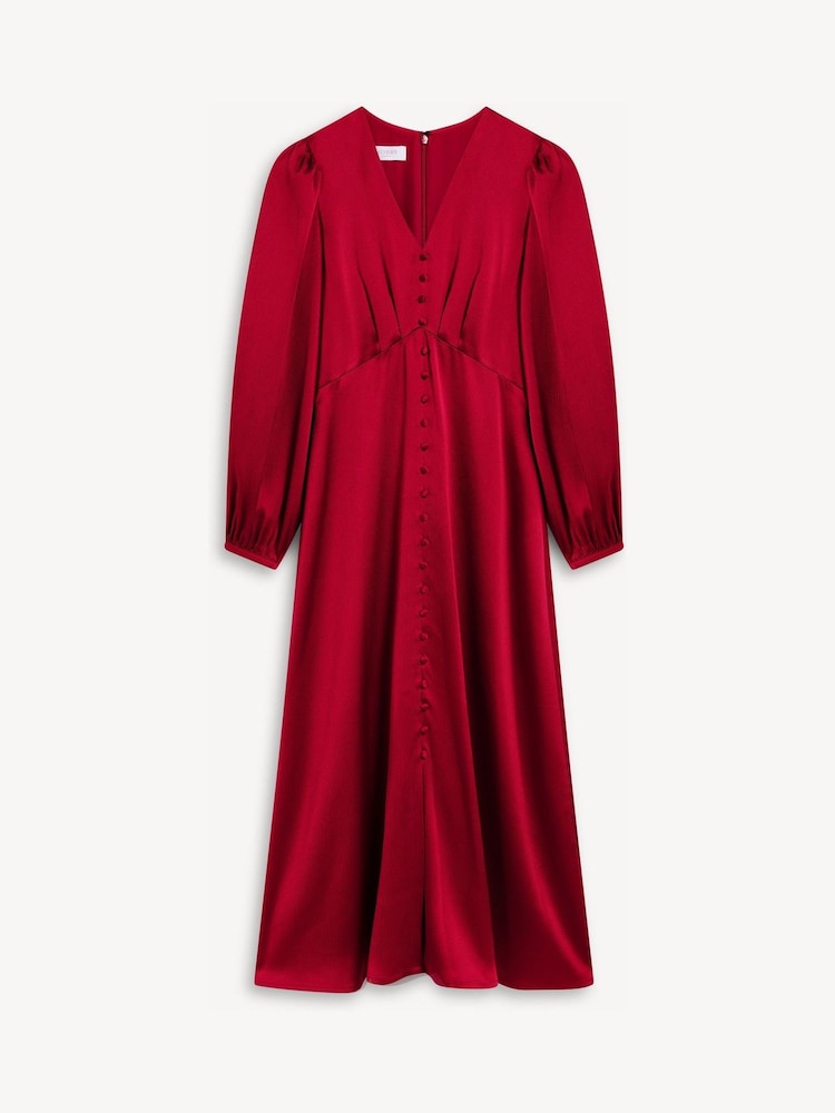 Hobbs Red Rosabella Textured Satin Dress - Image 6 of 6 Hobbs Red Rosabella Textured Satin Dress - Image 6 of 6