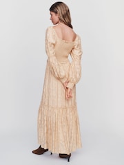 Anthropologie Nude Tiered Puff-Sleeve Midi Dress - Image 2 of 4