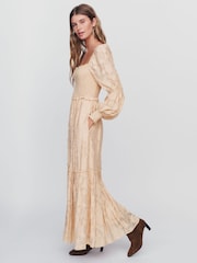 Anthropologie Nude Tiered Puff-Sleeve Midi Dress - Image 3 of 4