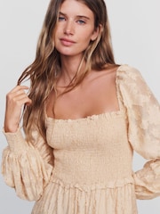 Anthropologie Nude Tiered Puff-Sleeve Midi Dress - Image 4 of 4