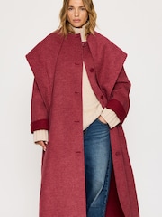 Anthropologie מעיל מתערובת צמר בדוגמת פפיטה עם צעיף - תמונה 2 מתוך 5