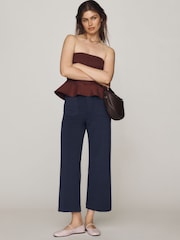 Anthropologie Blue Maeve The Colette Knit Crop Wide-Leg Trousers - Image 1 of 4