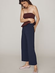 Anthropologie Blue Maeve The Colette Knit Crop Wide-Leg Trousers - Image 3 of 4