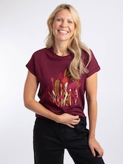 红色 - Weird Fish Wildflowers Front Print Cotton Graphic T-Shirt - 4的图像1｝