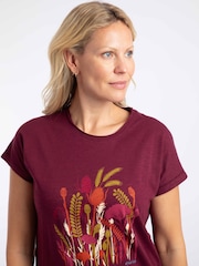 红色 - Weird Fish Wildflowers Front Print Cotton Graphic T-Shirt - 4的图像4｝