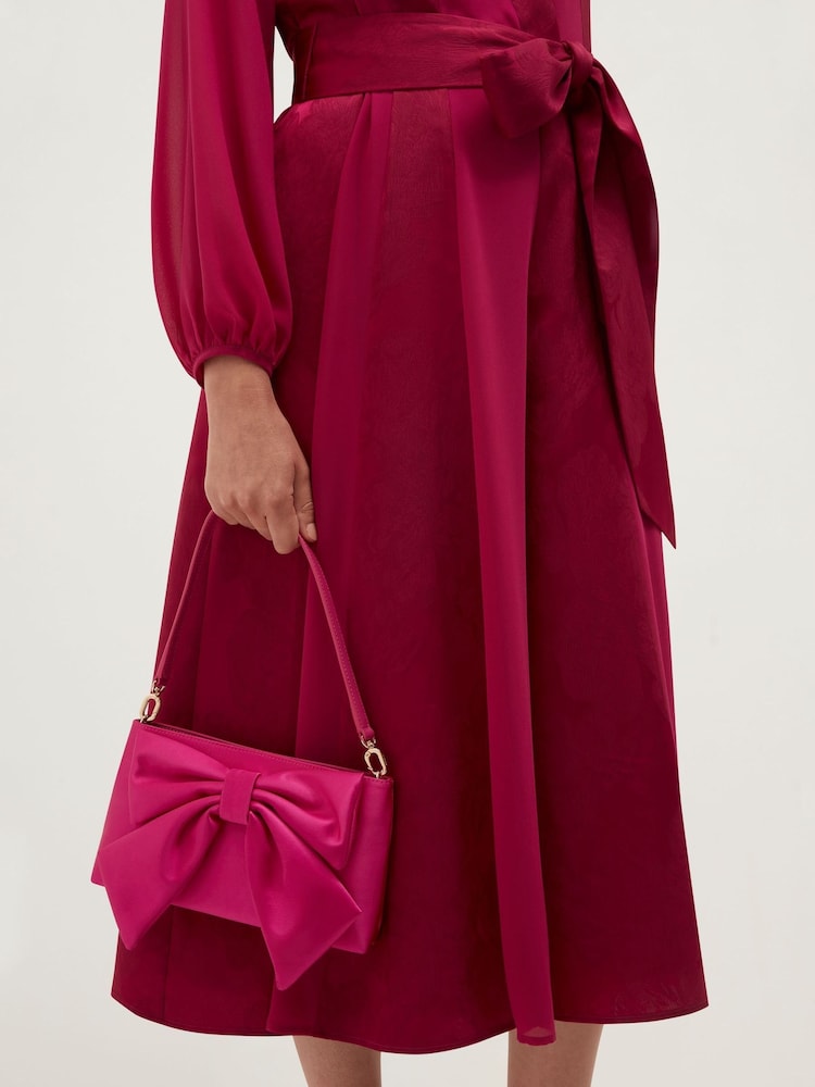 Hobbs Pink Maisey Bow Clutch Bag - Image 1 of 4 Hobbs Pink Maisey Bow Clutch Bag - Image 1 of 4
