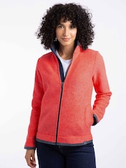 Weird Fish Red Ariana Full Zip Grid Fleece - Image 1 of 7