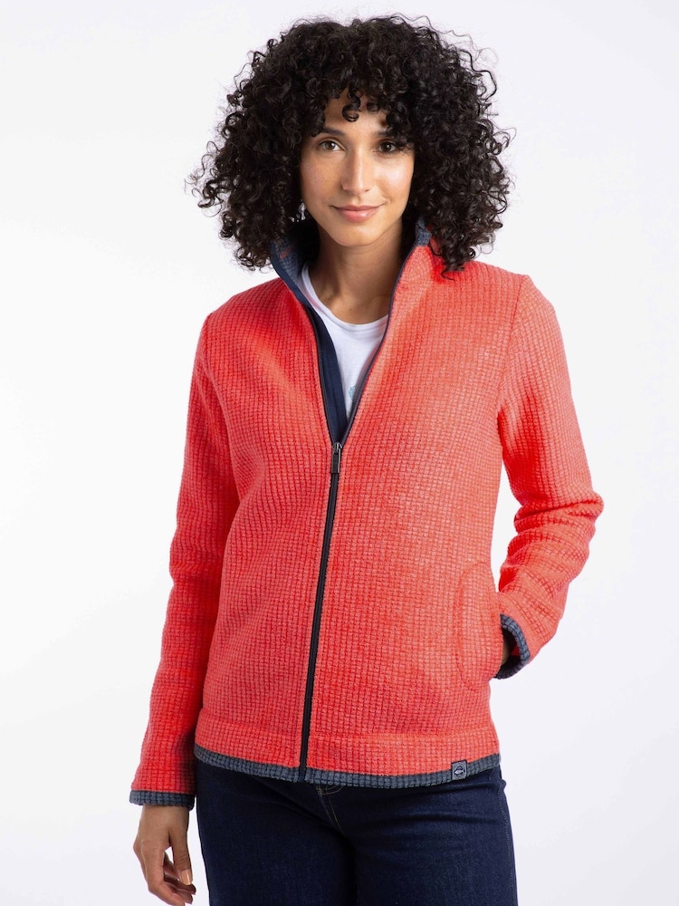 Weird Fish Red Ariana Full Zip Grid Fleece - Image 1 of 7 Weird Fish Red Ariana Full Zip Grid Fleece - Image 1 of 7