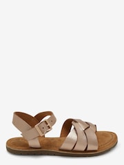 Rose Gold Standard Fit (F) Premium Woven Leather Sandals - Image 1 of 4