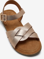 Rose Gold Standard Fit (F) Premium Woven Leather Sandals - Image 3 of 4