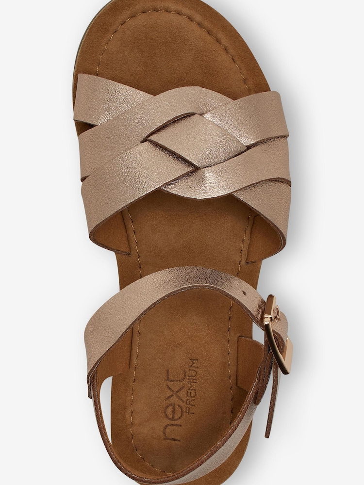 Rose Gold Standard Fit (F) Premium Woven Leather Sandals - Image 4 of 4