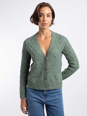 Weird Fish Green Amiens Mixed Stitch Cardigan - Image 1 of 7