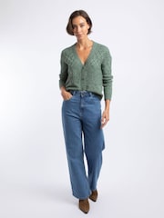 Weird Fish Green Amiens Mixed Stitch Cardigan - Image 5 of 7