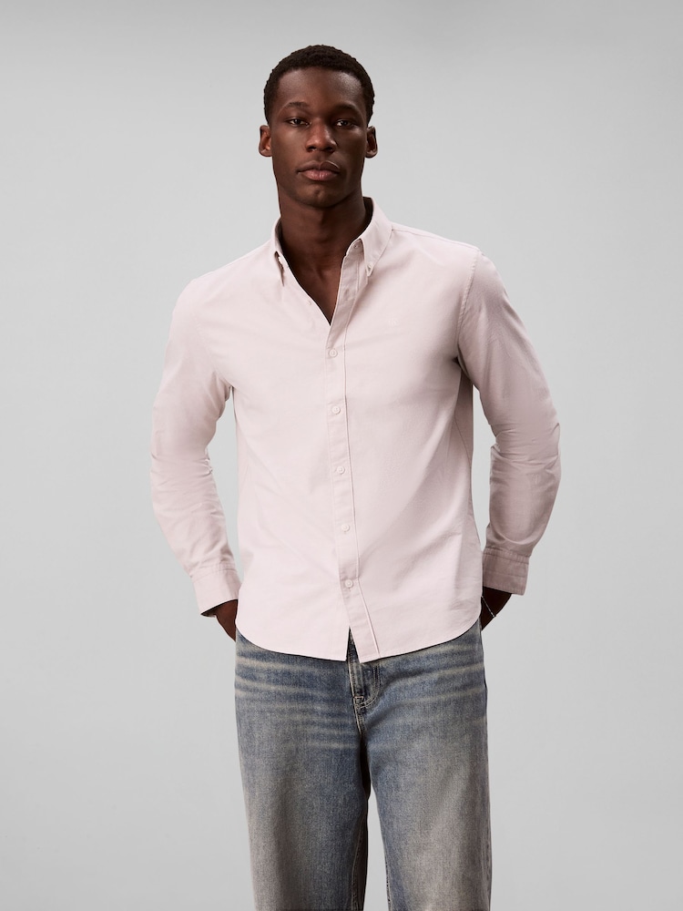 Calvin Klein Pink Oxford Cotton Button-Down Shirt - Image 1 of 6 Calvin Klein Pink Oxford Cotton Button-Down Shirt - Image 1 of 6