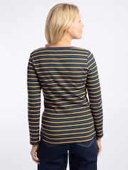 Weird Fish Blue Blaine Cotton Stripe Ribbed Long Sleeve Outfitter T-Shirt - Image 2 of 7