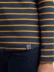 Weird Fish Blue Blaine Cotton Stripe Ribbed Long Sleeve Outfitter T-Shirt - Image 5 of 7