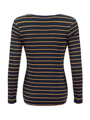 Weird Fish Blue Blaine Cotton Stripe Ribbed Long Sleeve Outfitter T-Shirt - Image 7 of 7