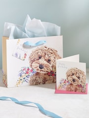 White Cockapoo Gift Bag and Card Set - Image 1 of 3