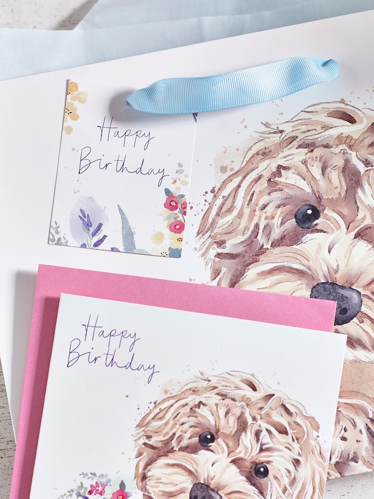 White Cockapoo Gift Bag and Card Set - Image 2 of 3