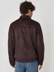 Threadbare Brown Faux Suede Collared Jacket - Image 3 of 5