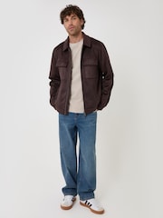 Threadbare Brown Faux Suede Collared Jacket - Image 4 of 5