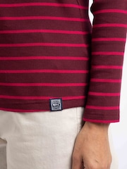 Weird Fish Red Blaine Cotton Stripe Ribbed Long Sleeve Outfitter T-Shirt - Image 5 of 7
