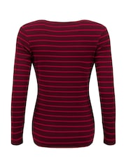 Weird Fish Red Blaine Cotton Stripe Ribbed Long Sleeve Outfitter T-Shirt - Image 7 of 7